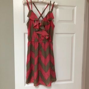 BCBGeneration Chevron Pattern Dress with Ruffles